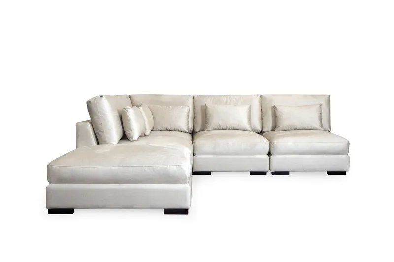 Dubai sjeselongsofa høyre fløyel ekstra dyp, Hvit