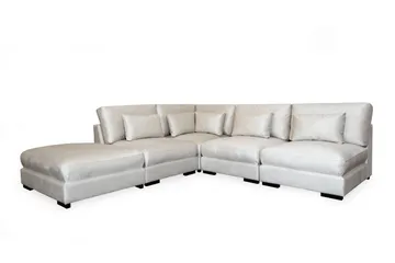Dubai sjeselongsofa høyre fløyel ekstra dyp - Hvit - Møbler - Sofaer - Modulsofaer - Komplett modulsofa