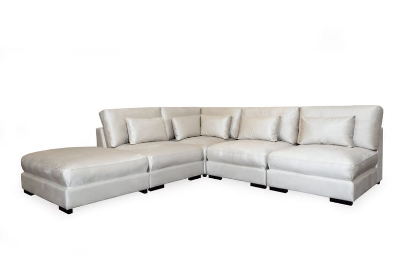 Dubai sjeselongsofa høyre fløyel ekstra dyp - Hvit - Møbler - Sofaer - Modulsofaer - Komplett modulsofa