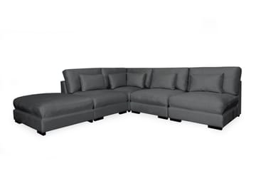 Dubai sjeselongsofa høyre fløyel ekstra dyp - Mørkegrå - Møbler - Sofaer - Modulsofaer - Komplett modulsofa