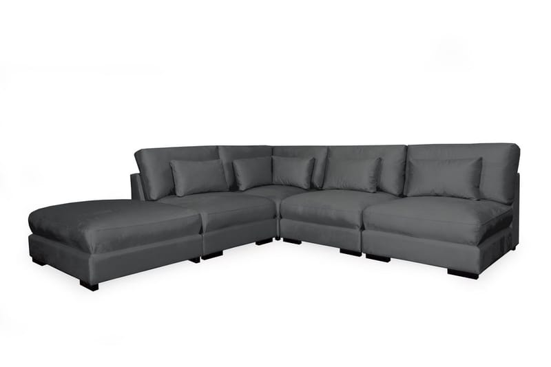 Dubai sjeselongsofa høyre fløyel ekstra dyp - Mørkegrå - Møbler - Sofaer - Modulsofaer - Komplett modulsofa