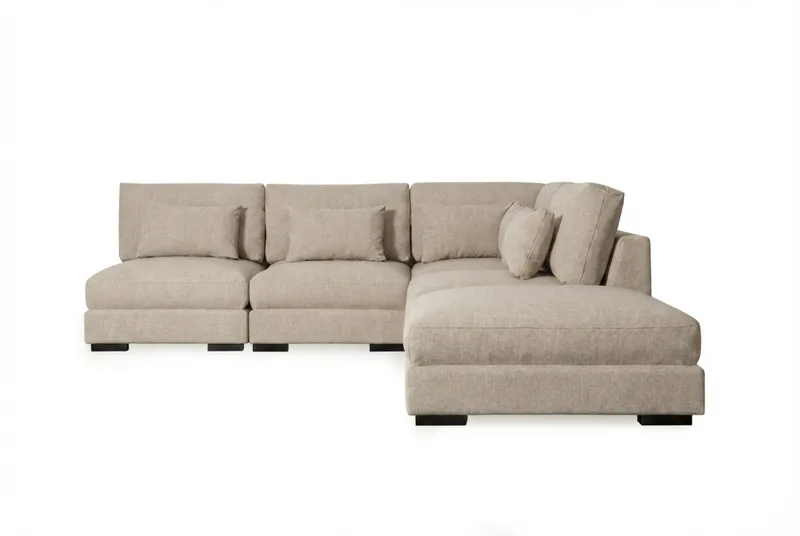 Dubai sjeselongsofa venstre ekstra dyp i Chenille - Beige - Møbler - Sofaer - Modulsofaer - Komplett modulsofa