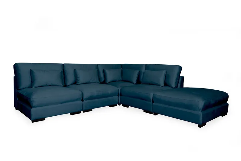 Dubai sjeselongsofa venstre fløyel - Blå - Møbler - Sofaer - Modulsofaer - Komplett modulsofa