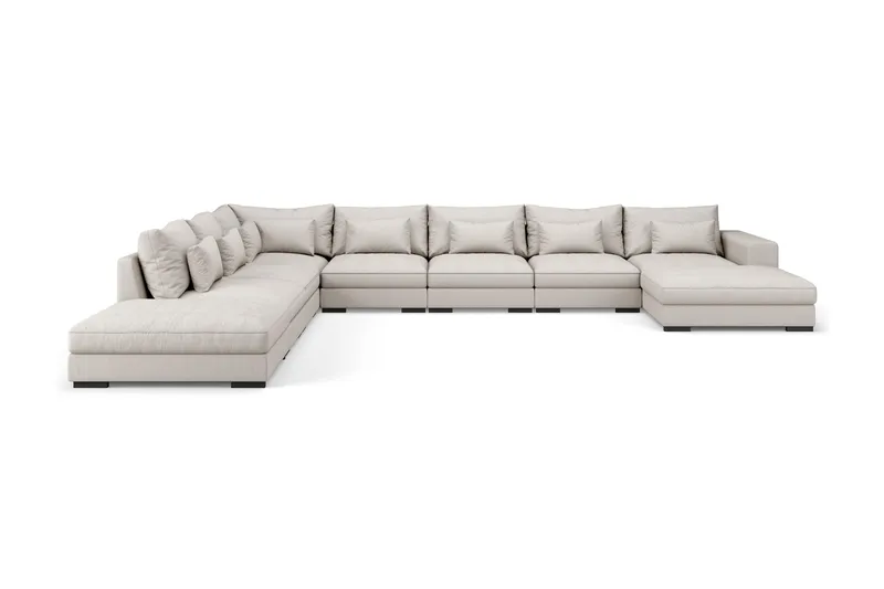 Dubai stor U-modulsofa byggbar med divan høyre ekstra dyp, Lys / Beige