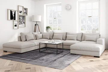 Dubai stor U-modulsofa med divan høyre 432 cm ekstra dyp - Beige - Møbler - Sofaer - Modulsofaer - Komplett modulsofa