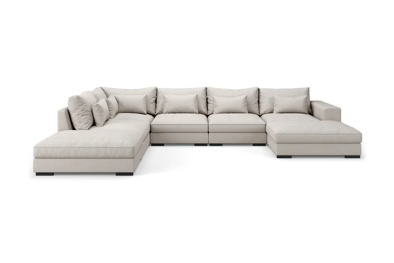 Dubai stor U-modulsofa med divan høyre 432 cm ekstra dyp - Beige - Møbler - Sofaer - Modulsofaer - Komplett modulsofa