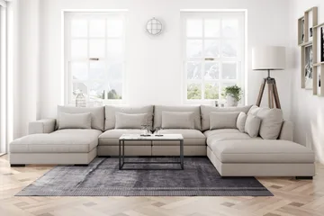 Dubai stor U-modulsofa med divan venstre 432 cm ekstra dyp - Beige - Møbler - Sofaer - Modulsofaer - Komplett modulsofa