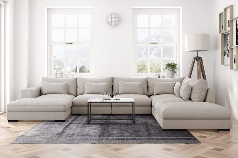 Dubai stor U-modulsofa med divan venstre 432 cm ekstra dyp - Beige - Møbler - Sofaer - Modulsofaer - Komplett modulsofa