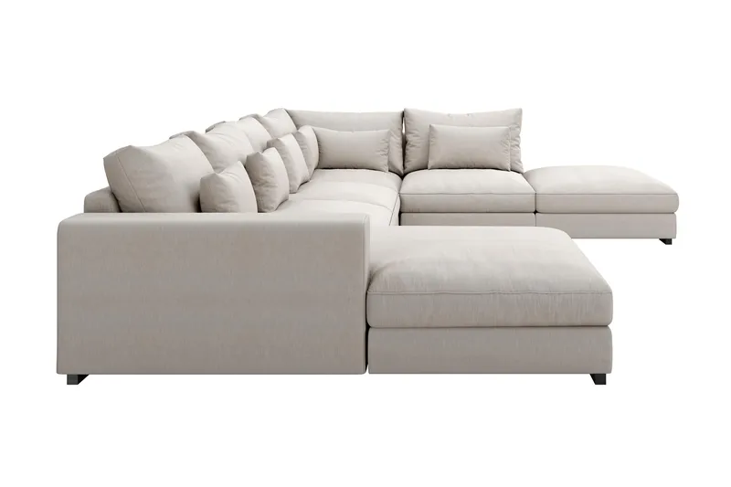 Dubai stor U-modulsofa med divan venstre 432 cm ekstra dyp - Beige - Møbler - Sofaer - Modulsofaer - Komplett modulsofa