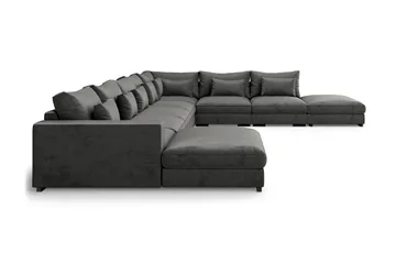 Dubai stor U-modulsofa med divan venstre fløyel 527 cm ekstra dyp - Mørkegrå - Møbler - Sofaer - Modulsofaer - Komplett modulsofa