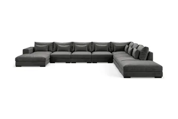 Dubai stor U-modulsofa med divan venstre fløyel 527 cm ekstra dyp