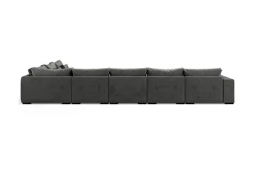 Dubai stor U-modulsofa med divan venstre fløyel 527 cm ekstra dyp - Mørkegrå - Møbler - Sofaer - Modulsofaer - Komplett modulsofa
