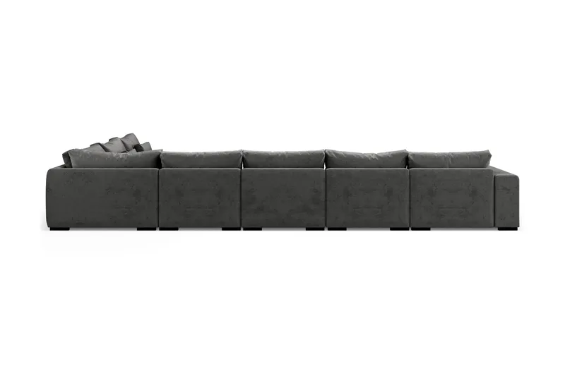 Dubai stor U-modulsofa med divan venstre fløyel 527 cm ekstra dyp - Mørkegrå - Møbler - Sofaer - Modulsofaer - Komplett modulsofa