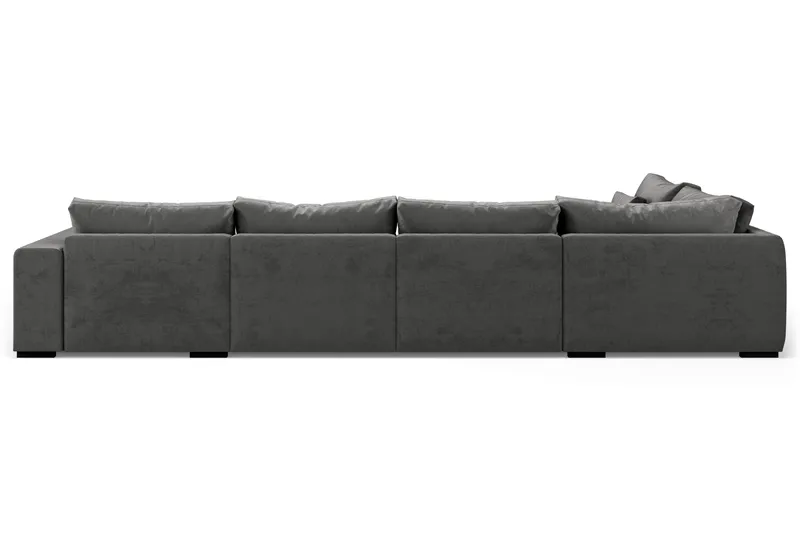 Dubai stor U-sofa modul med divan høyre fløyel ekstra dyp - Mørkegrå - Møbler - Sofaer - Modulsofaer - Komplett modulsofa