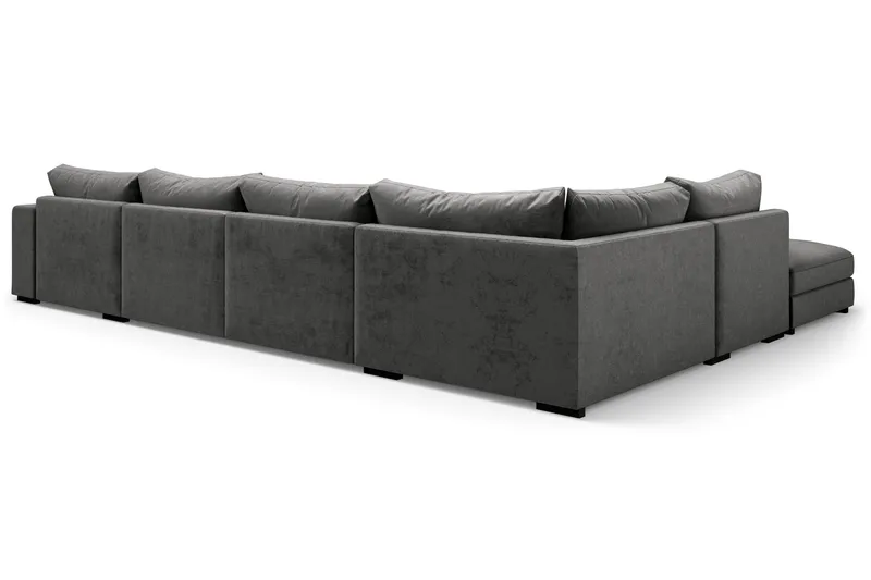 Dubai stor U-sofa modul med divan høyre fløyel ekstra dyp - Mørkegrå - Møbler - Sofaer - Modulsofaer - Komplett modulsofa