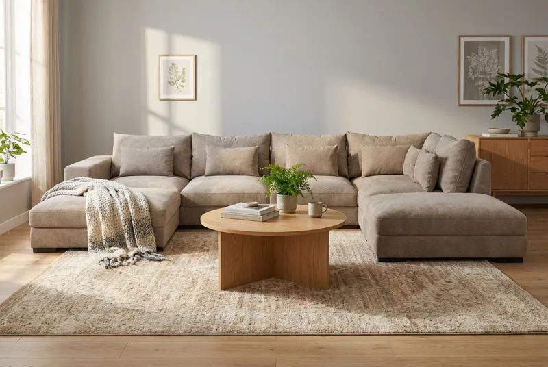 Dubai stor U-sofa modul med divan venstre ekstra dyp i Chenille - Brun - Møbler - Sofaer - Modulsofaer - Komplett modulsofa