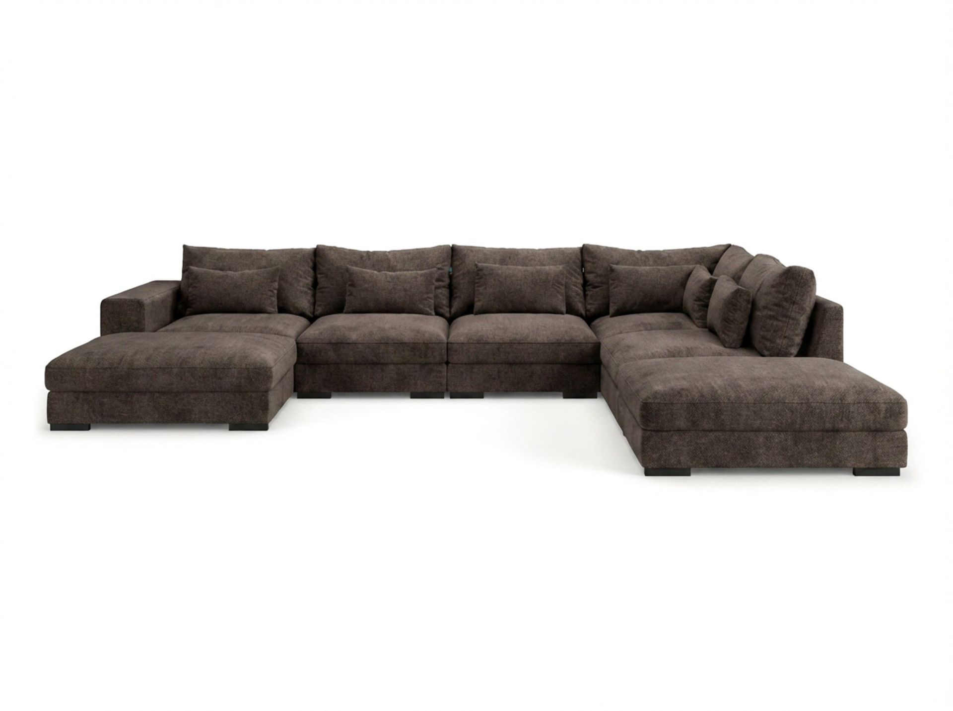 Dubai stor U-sofa modul med divan venstre ekstra dyp i Chenille - Mørkebrun