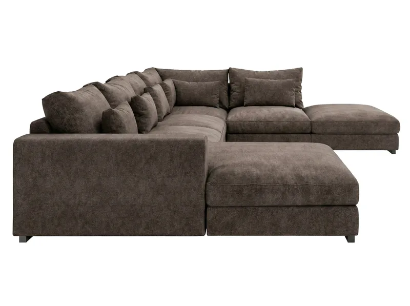 Dubai stor U-sofa modul med divan venstre ekstra dyp - Mørkebrun - Møbler - Sofaer - Modulsofaer - Komplett modulsofa