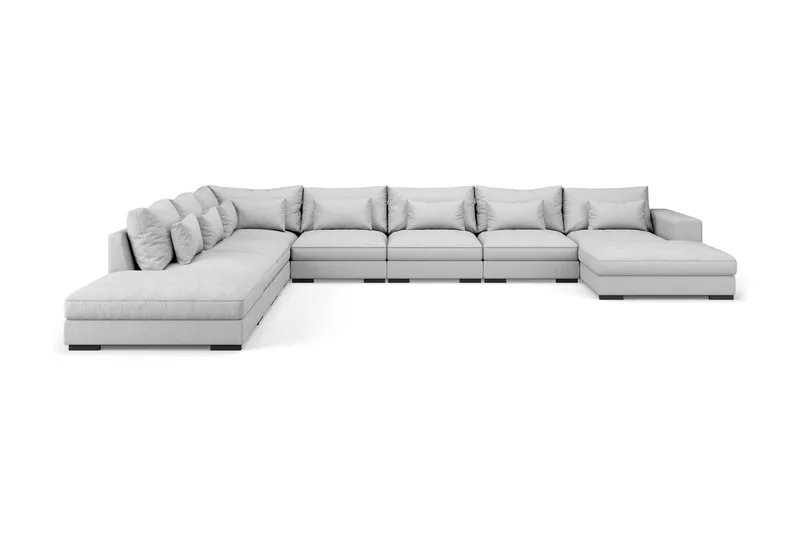 Dubai U-modulsofa Large med divan høyre ekstra dyp - Lysegrå - Møbler - Sofaer - Modulsofaer - Komplett modulsofa