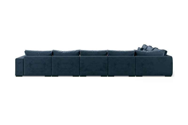 Dubai U-modulsofa Large med divan høyre fløyel ekstra dyp - Blå - Møbler - Sofaer - Modulsofaer - Komplett modulsofa