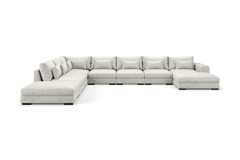 Dubai U-modulsofa Large med divan høyre fløyel ekstra dyp - Hvit - Møbler - Sofaer - Modulsofaer - Komplett modulsofa