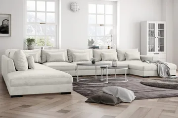 Dubai U-modulsofa Large med divan høyre fløyel ekstra dyp - Hvit - Møbler - Sofaer - Modulsofaer - Komplett modulsofa