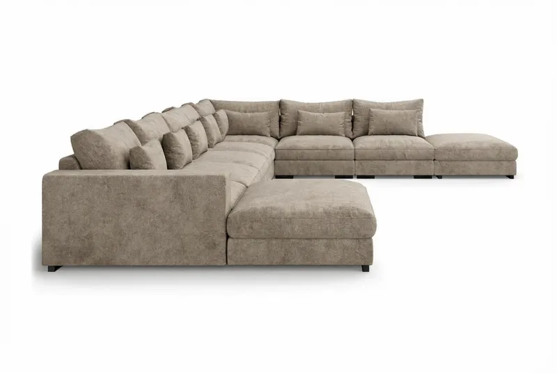 Dubai U-modulsofa Large med Divan Venstre ekstra dyp - Brun - Møbler - Sofaer - Modulsofaer - Komplett modulsofa