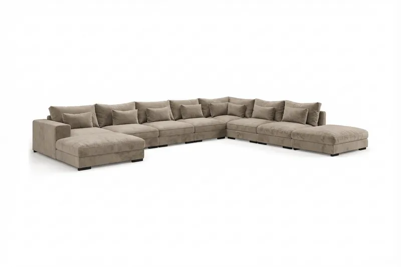 Dubai U-modulsofa Large med Divan Venstre ekstra dyp - Brun - Møbler - Sofaer - Modulsofaer - Komplett modulsofa