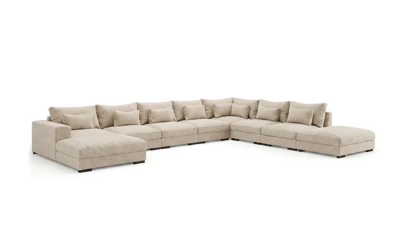 Dubai U-modulsofa Large med divan venstre ekstra dyp i Chenille - Beige - Møbler - Sofaer - Modulsofaer - Komplett modulsofa
