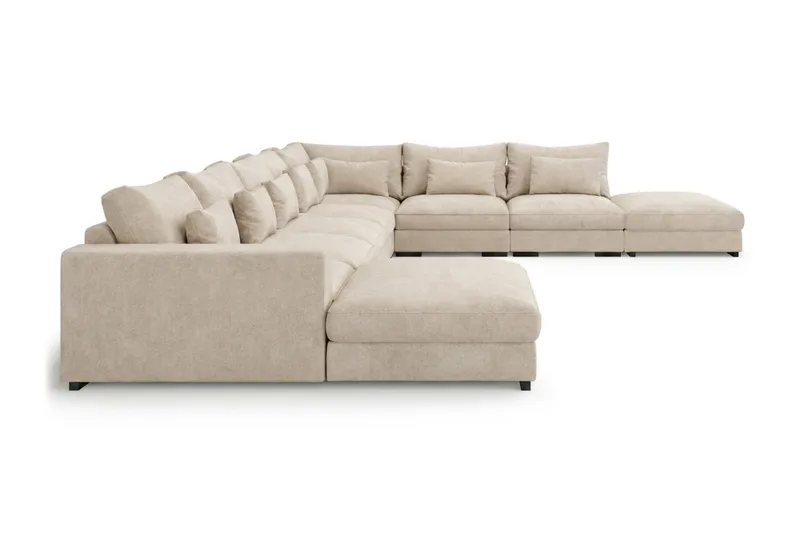 Dubai U-modulsofa Large med divan venstre ekstra dyp i Chenille - Beige - Møbler - Sofaer - Modulsofaer - Komplett modulsofa
