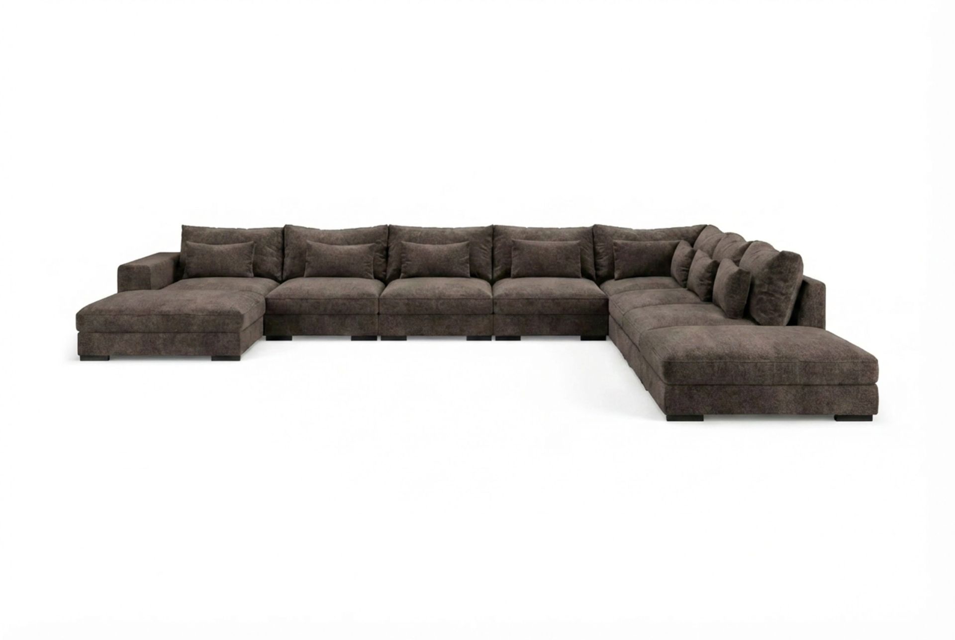 Dubai U-modulsofa Large med divan venstre ekstra dyp i Chenille - Mørkebrun