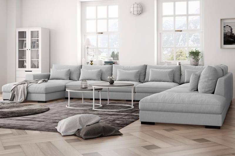 Dubai U-modulsofa Large med divan venstre ekstra dyp - Lysegrå - Møbler - Sofaer - Modulsofaer - Komplett modulsofa