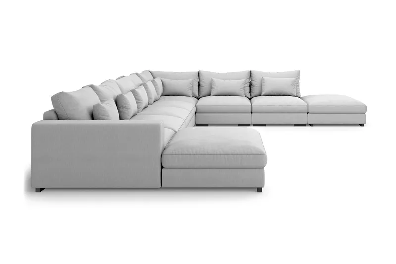 Dubai U-modulsofa Large med divan venstre ekstra dyp - Lysegrå - Møbler - Sofaer - Modulsofaer - Komplett modulsofa