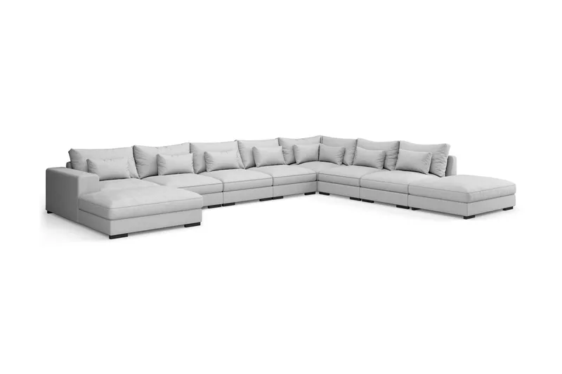 Dubai U-modulsofa Large med divan venstre ekstra dyp - Lysegrå - Møbler - Sofaer - Modulsofaer - Komplett modulsofa