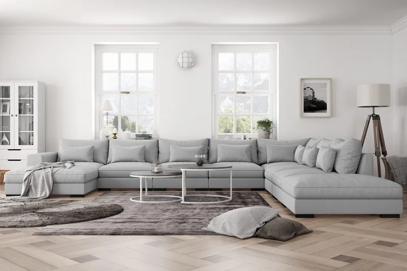 Dubai U-modulsofa Large med divan venstre ekstra dyp - Lysegrå - Møbler - Sofaer - Modulsofaer - Komplett modulsofa