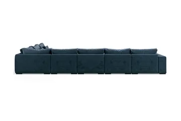 Dubai U-modulsofa Large med divan venstre fløyel ekstra dyp - Blå - Møbler - Sofaer - Modulsofaer - Komplett modulsofa