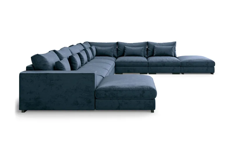 Dubai U-modulsofa Large med divan venstre fløyel ekstra dyp - Blå - Møbler - Sofaer - Modulsofaer - Komplett modulsofa