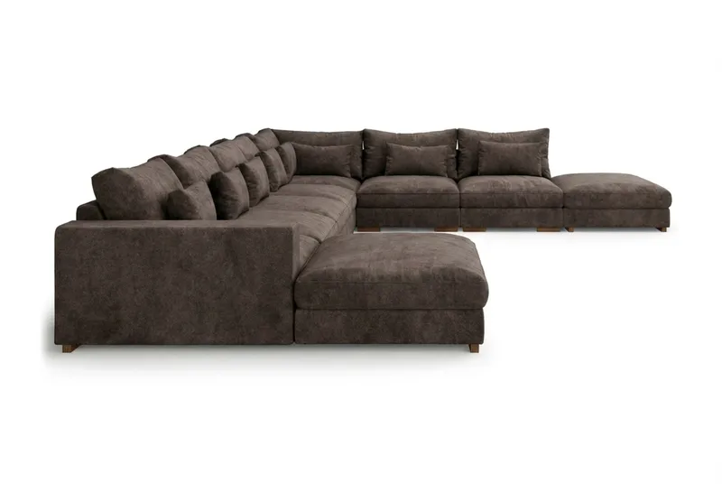 Dubai U-modulsofa Large med divan venstre - Mørkebrun - Møbler - Sofaer - Modulsofaer - Komplett modulsofa