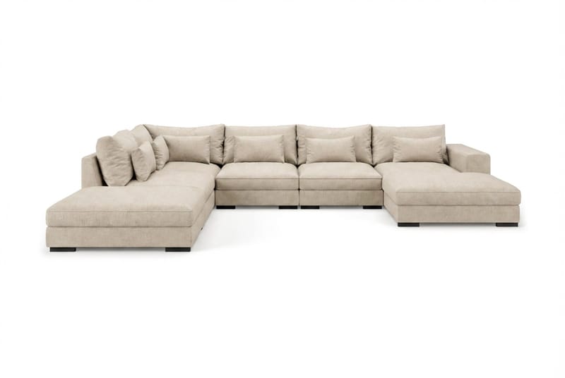 Dubai U-modulsofa med divan høyre ekstra dyp i Chenille - Beige - Møbler - Sofaer - Modulsofaer - Komplett modulsofa