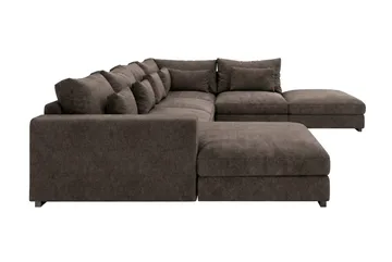 Dubai U-modulsofa med divan høyre ekstra dyp i Chenille - Mørkebrun - Møbler - Sofaer - Modulsofaer - Komplett modulsofa