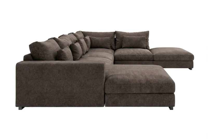 Dubai U-modulsofa med divan høyre ekstra dyp i Chenille - Mørkebrun - Møbler - Sofaer - Modulsofaer - Komplett modulsofa