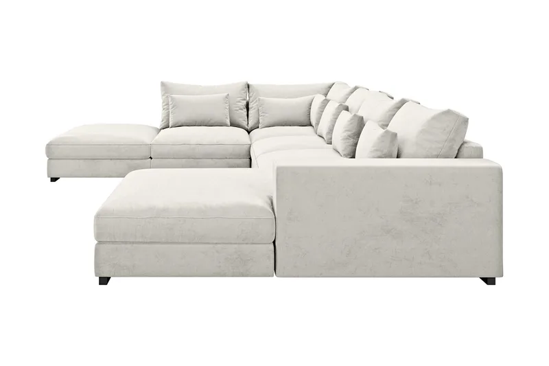 Dubai U-modulsofa med divan høyre fløyel ekstra dyp - Hvit - Møbler - Sofaer - Modulsofaer - Komplett modulsofa