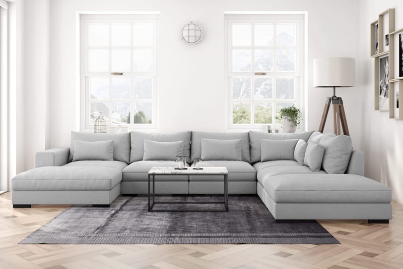 Dubai U-modulsofa med divan venstre ekstra dyp - Lysegrå - Møbler - Sofaer - Modulsofaer - Komplett modulsofa