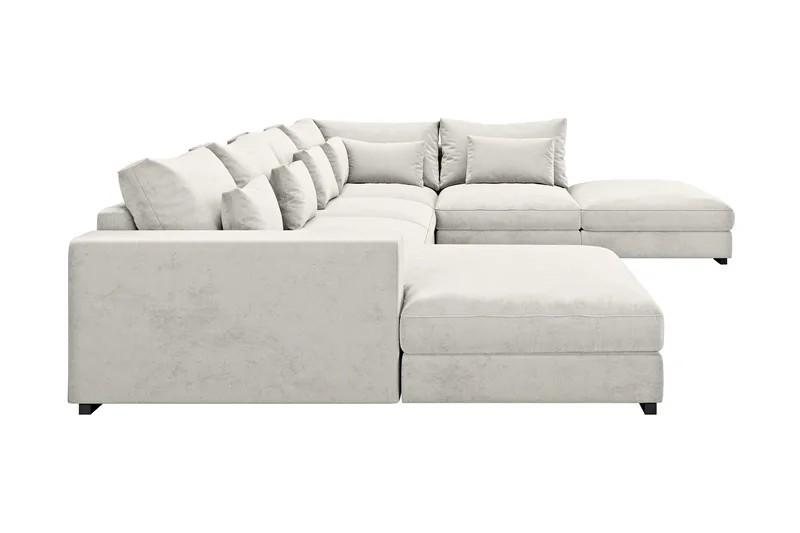 Dubai U-modulsofa med divan venstre fløyel ekstra dyp - Hvit - Møbler - Sofaer - Modulsofaer - Komplett modulsofa
