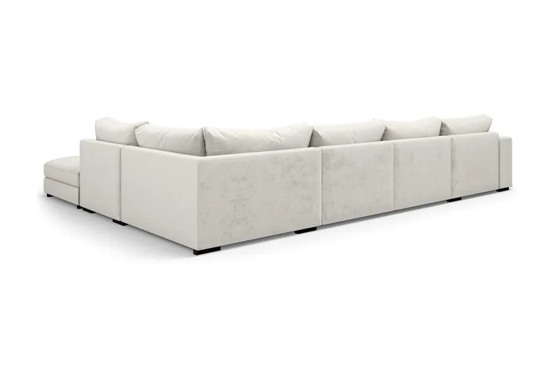 Dubai U-modulsofa med divan venstre fløyel ekstra dyp - Hvit - Møbler - Sofaer - Modulsofaer - Komplett modulsofa