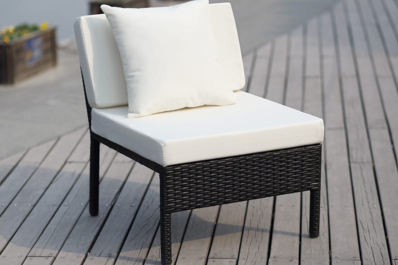 Elba Midtmodul Kunstrotting - Svart/Hvit - Hagemøbler - Loungemøbler - Moduler - Midtmodul hagesofa