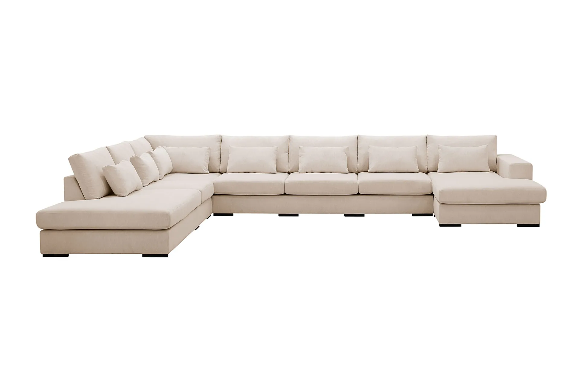 Grande Stor 7-seters U-Sofa med Divan Høyre - Beige Manchester