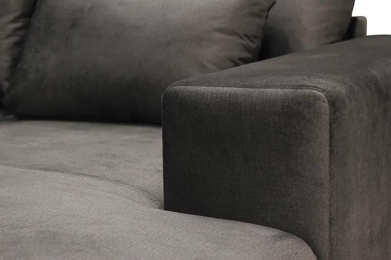 Grande Stor 7-seters U-Sofa med Divan Høyre - Mørkegrå Fløyel - Møbler - Sofaer - Fløyel sofaer