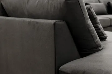Grande Stor 7-seters U-Sofa med Divan Høyre - Mørkegrå Fløyel - Møbler - Sofaer - Fløyel sofaer