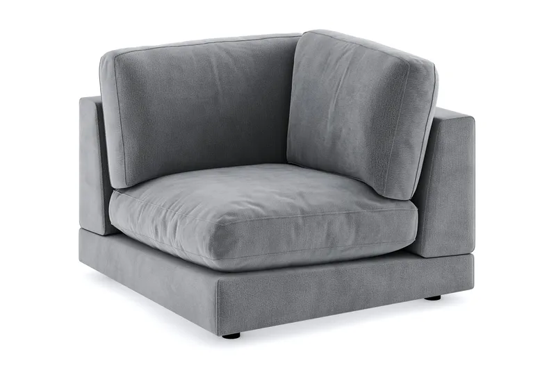 Arken 1-seters Hjørnemodul i Fløyel, Lys grå